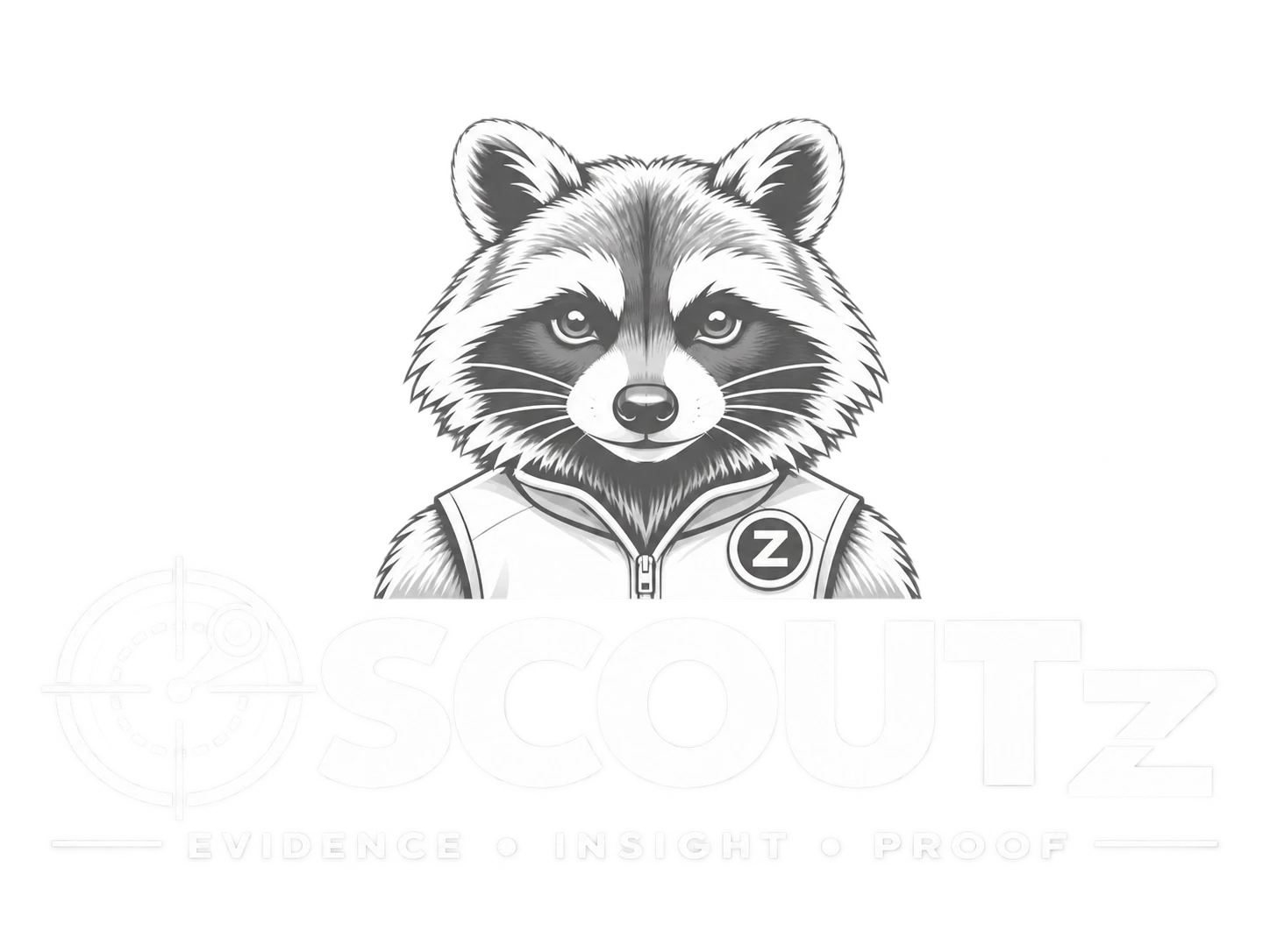 SCOUTz raccoon white logo