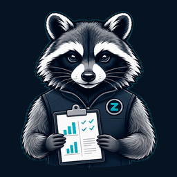 SCOUTz raccoon holding a security report on a clipboard